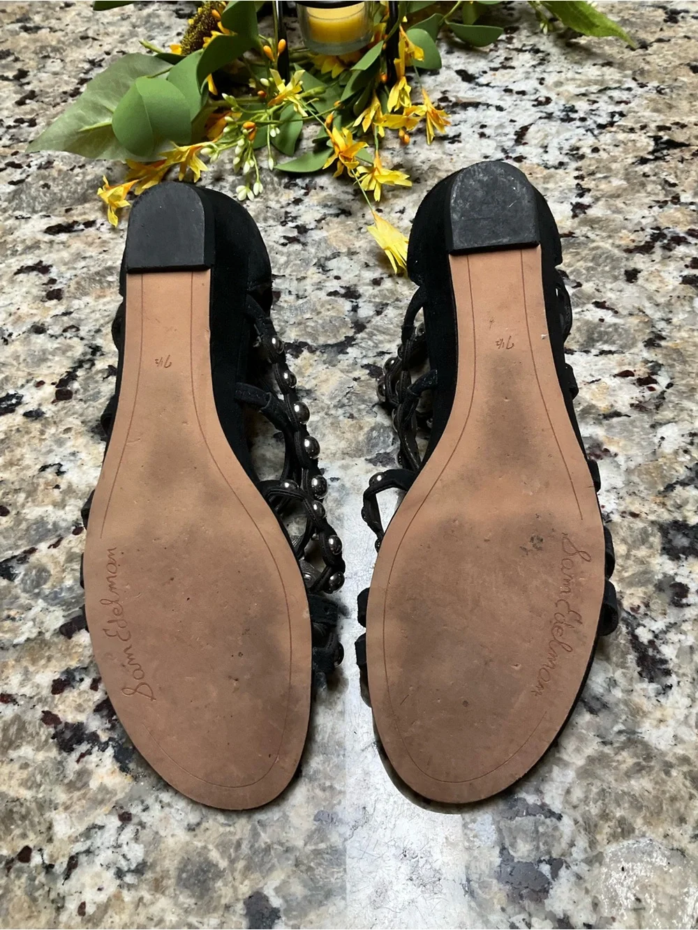 Sam Edelman Black Suede Strappy Gladiator Sandals